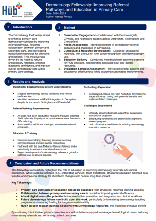 Dermatology Fellowship: Improving Referral  Pathways and Education in Primary Care