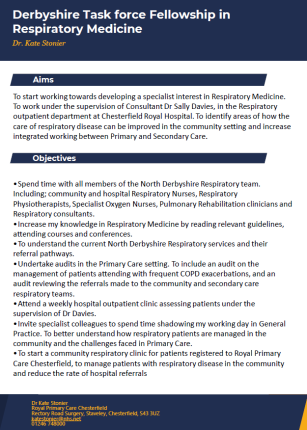 Derbyshire Task force Fellowship in Respiratory Medicine